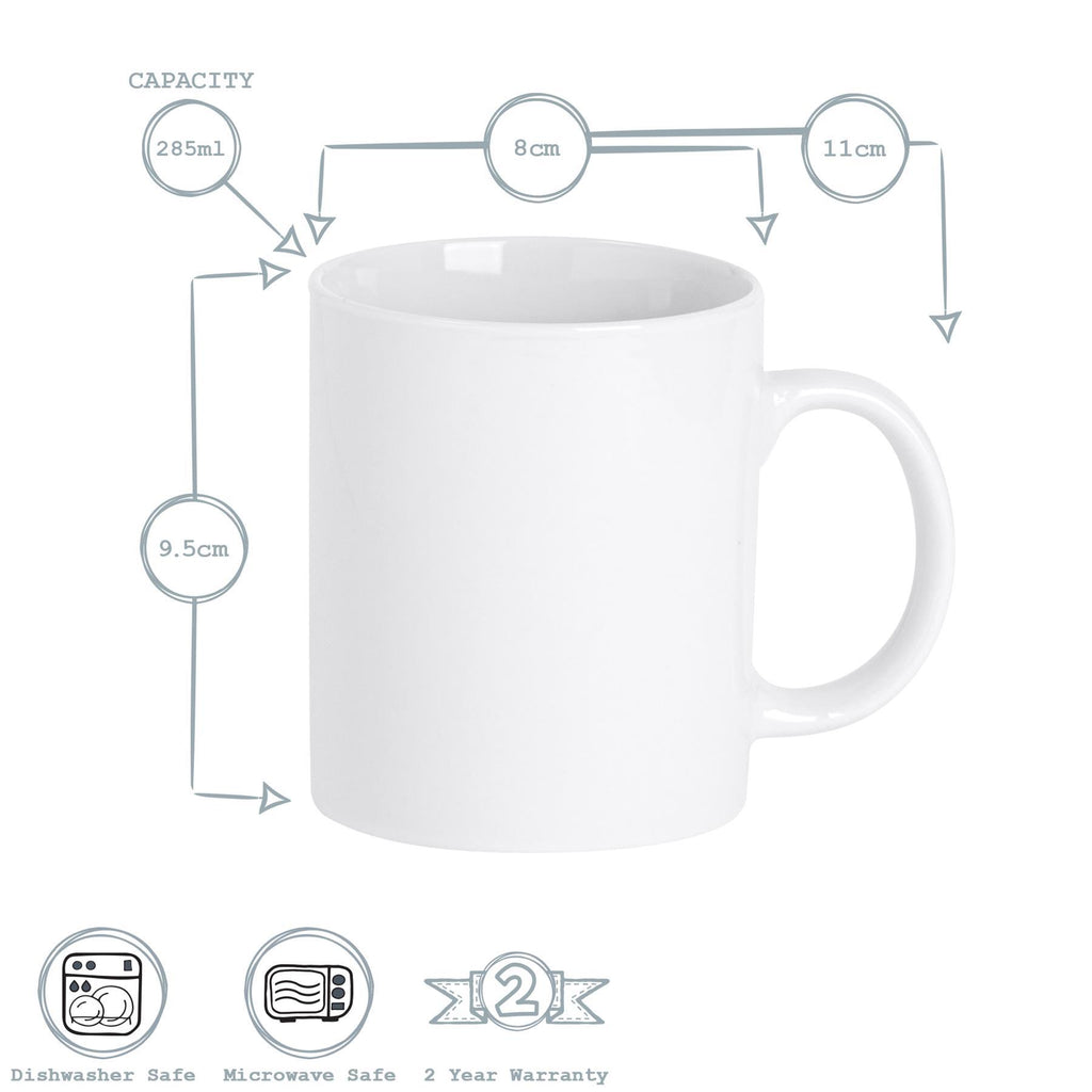 285ml White China Coffee Mugs - Pack of Six