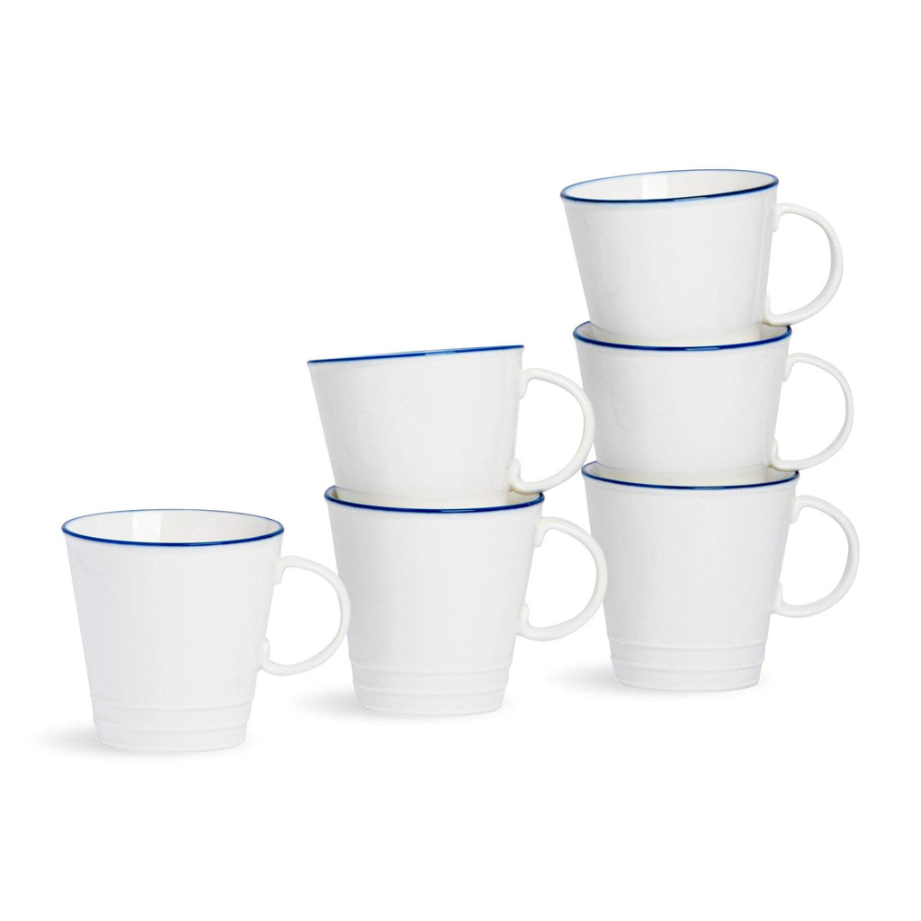 350ml Farmhouse White Porcelain Coffee Mugs - Pack of Six