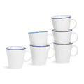 350ml Farmhouse White Porcelain Coffee Mugs - Pack of Six