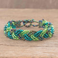 Green Bead Braided Bracelet - Braided Green