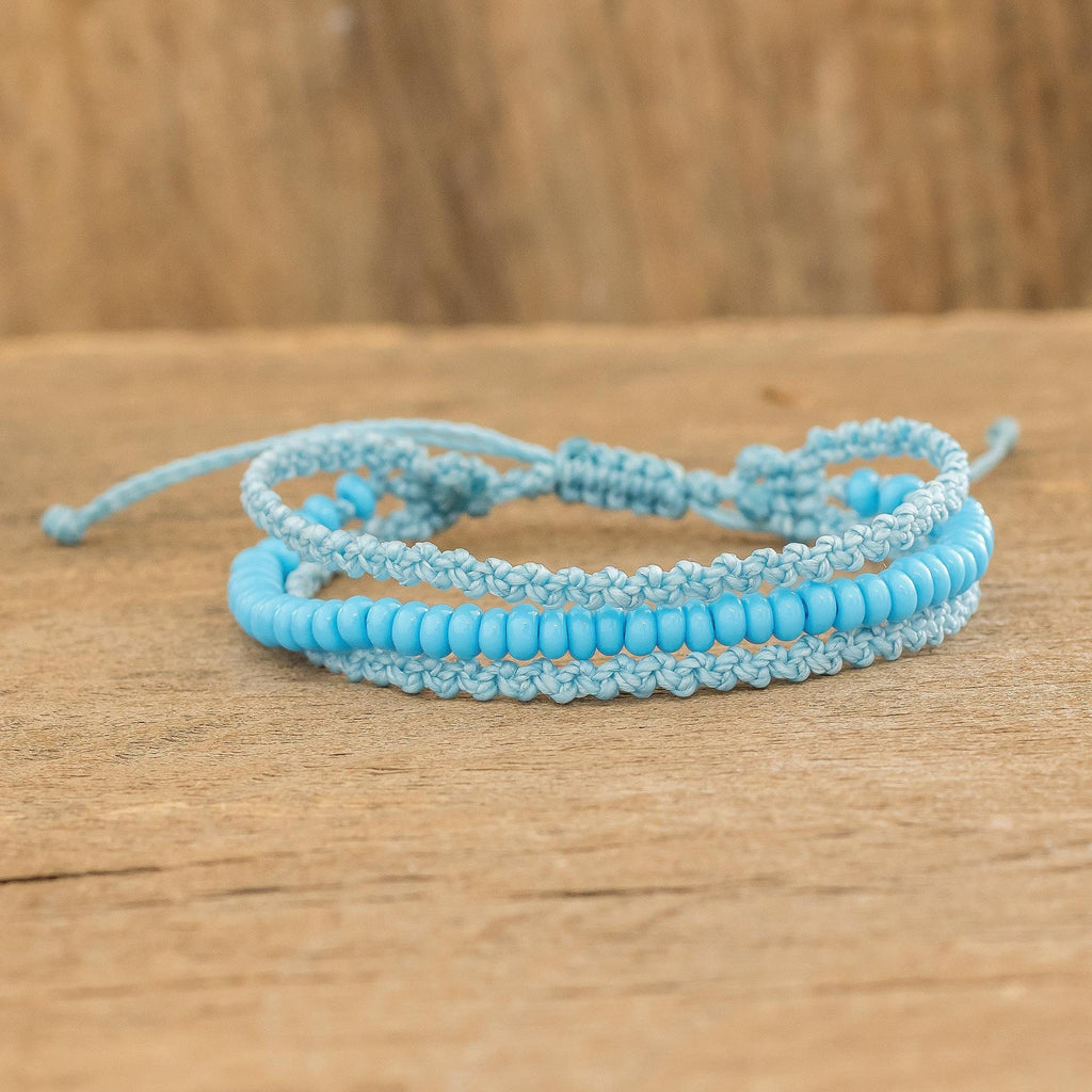 Blue Macrame Bracelet - Triple Knot in Sky
