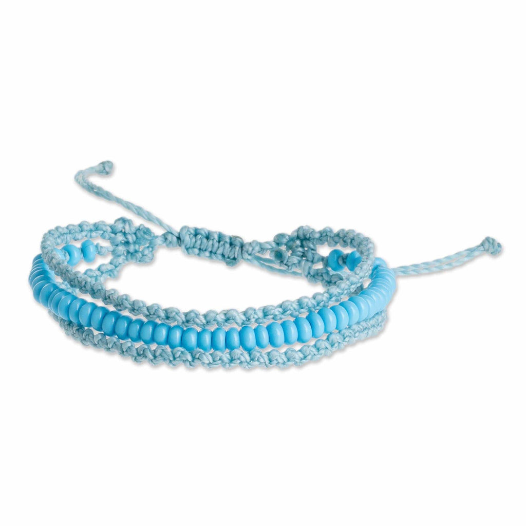 Blue Macrame Bracelet - Triple Knot in Sky