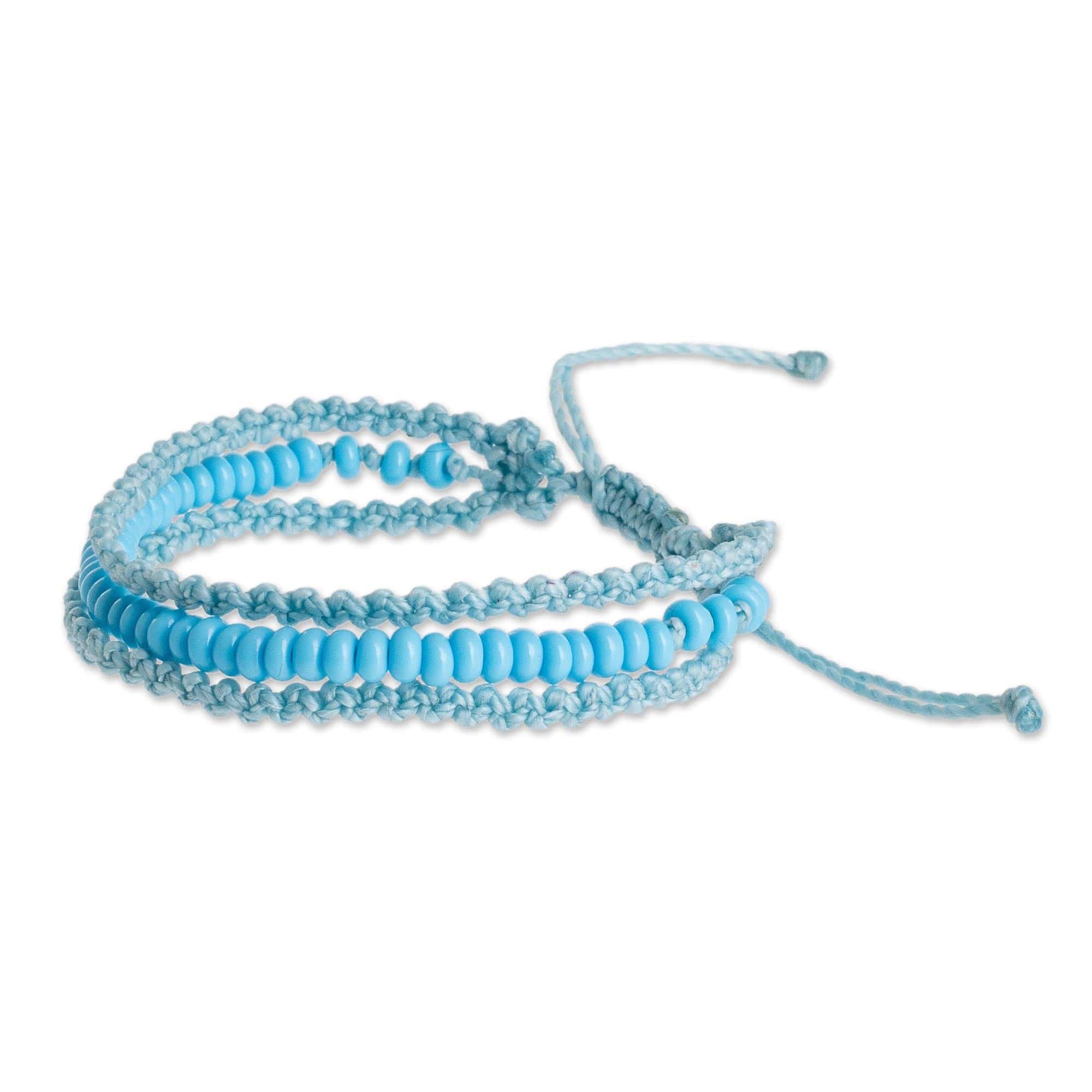 Blue Macrame Bracelet - Triple Knot in Sky