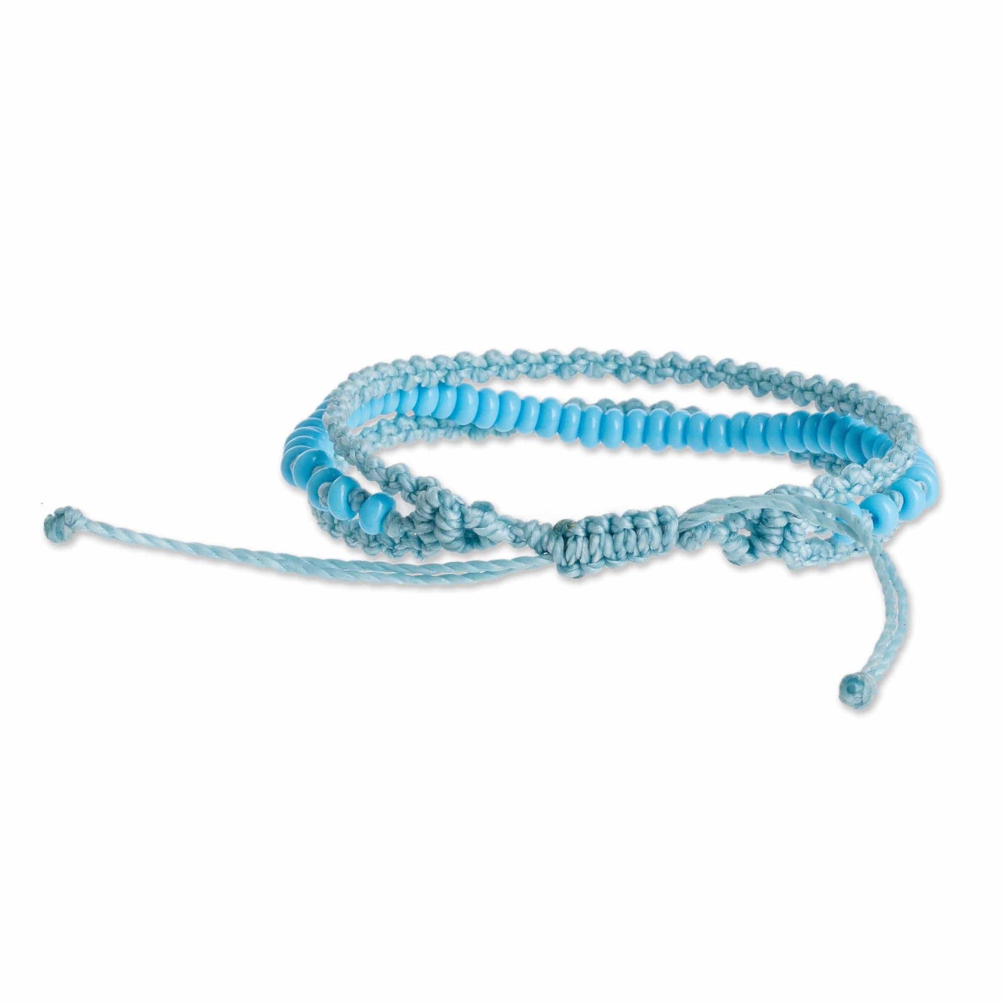 Blue Macrame Bracelet - Triple Knot in Sky