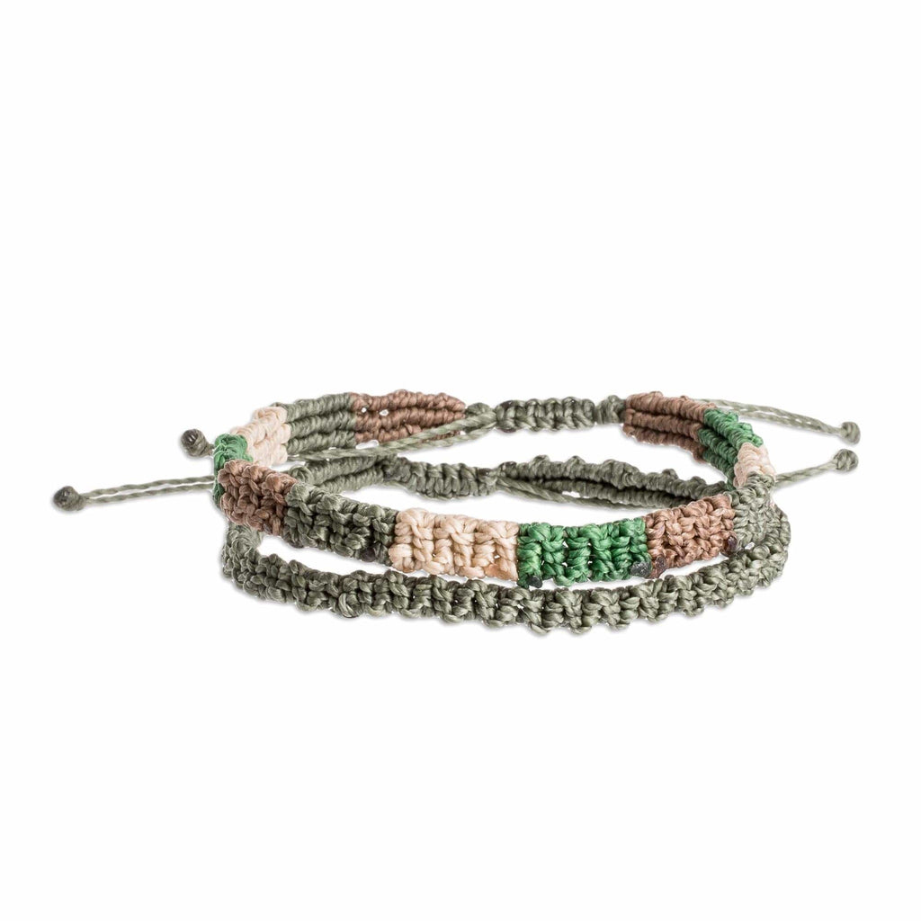 Forest Color Macrame Bracelets from Costa Rica (Pair) - Dry Forest