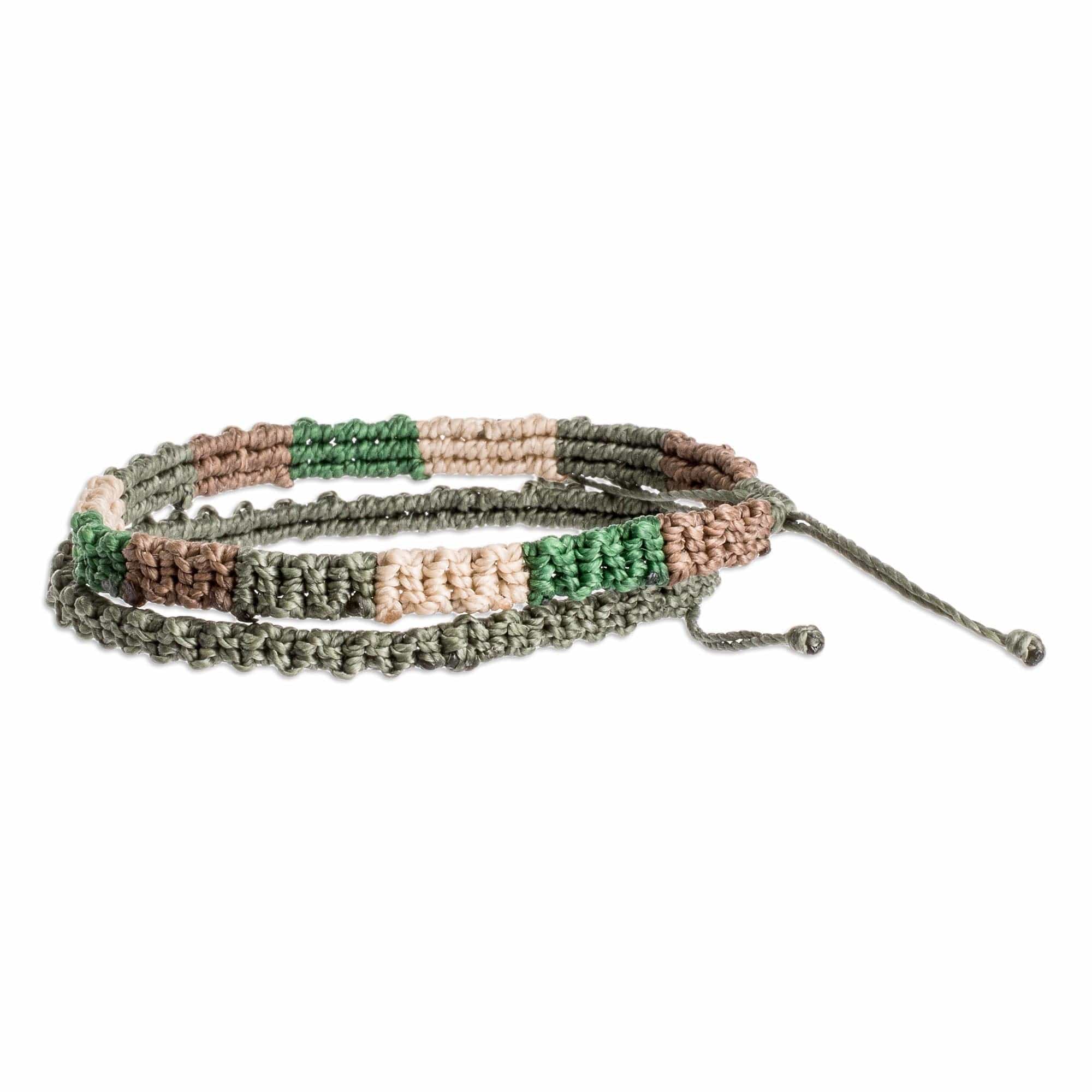 Forest Color Macrame Bracelets from Costa Rica (Pair) - Dry Forest