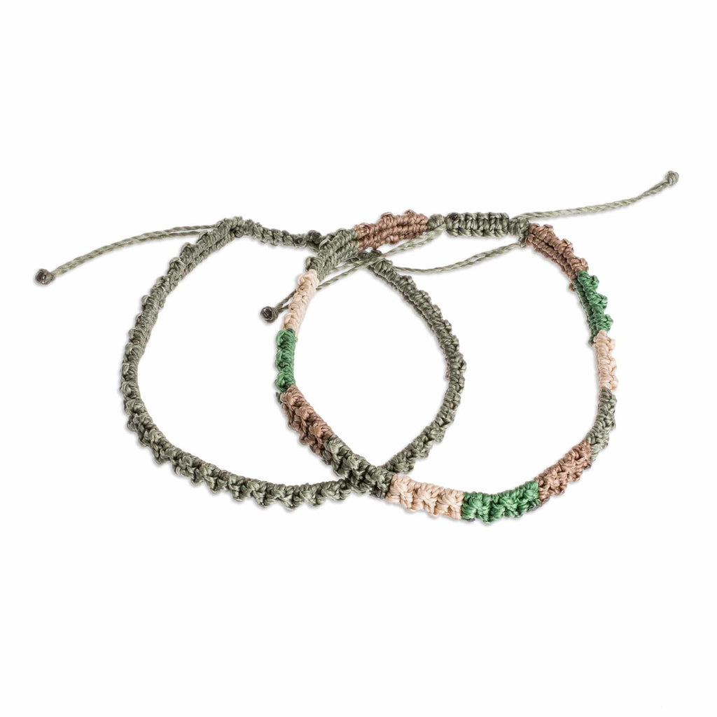 Forest Color Macrame Bracelets from Costa Rica (Pair) - Dry Forest