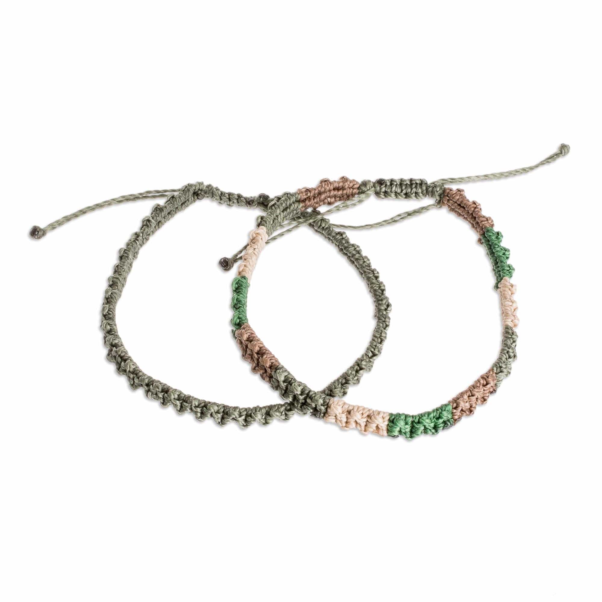 Forest Color Macrame Bracelets from Costa Rica (Pair) - Dry Forest