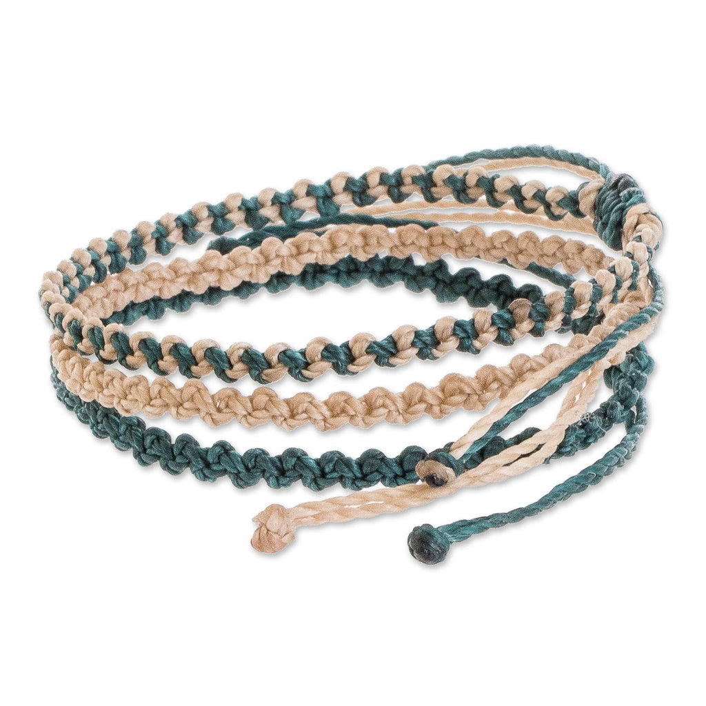 Macrame Bracelets (Set of 3) - Harmonious Song in Teal