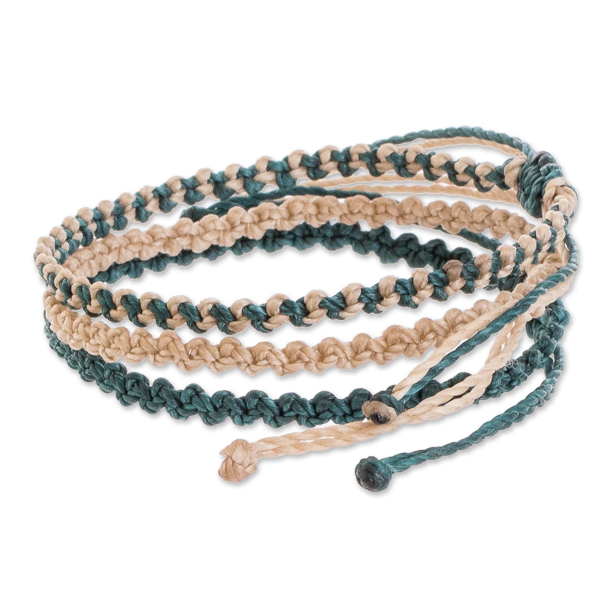 Macrame Bracelets (Set of 3) - Harmonious Song in Teal