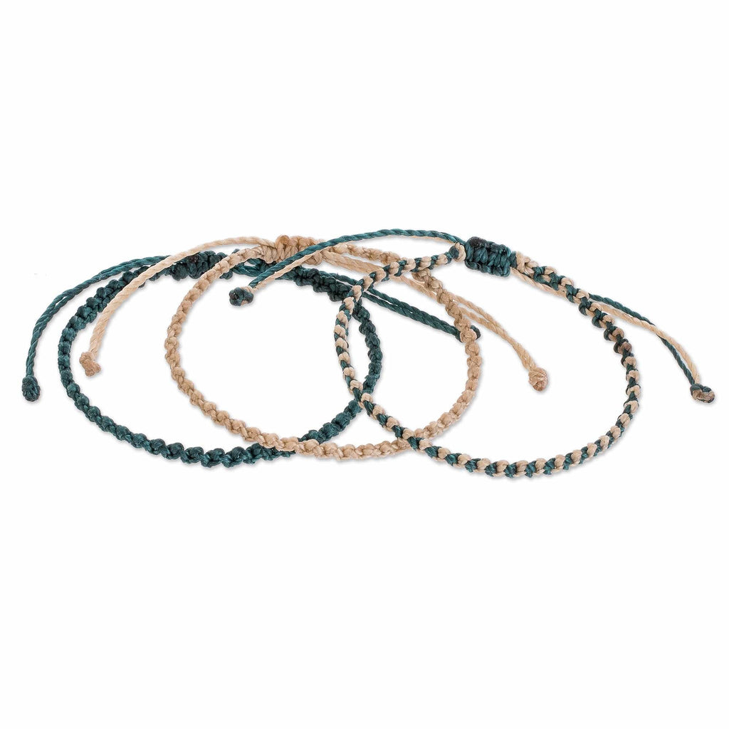 Macrame Bracelets (Set of 3) - Harmonious Song in Teal