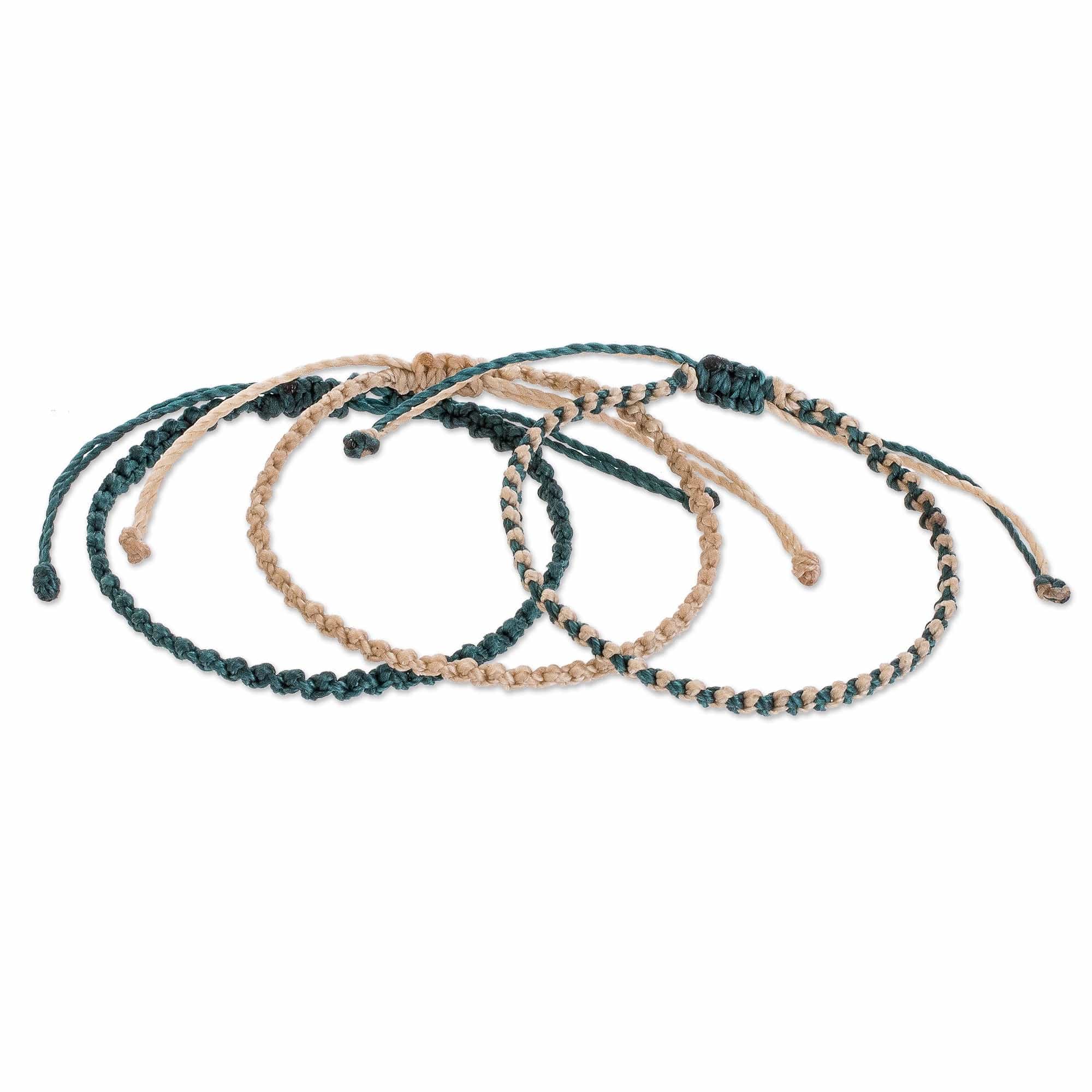 Macrame Bracelets (Set of 3) - Harmonious Song in Teal