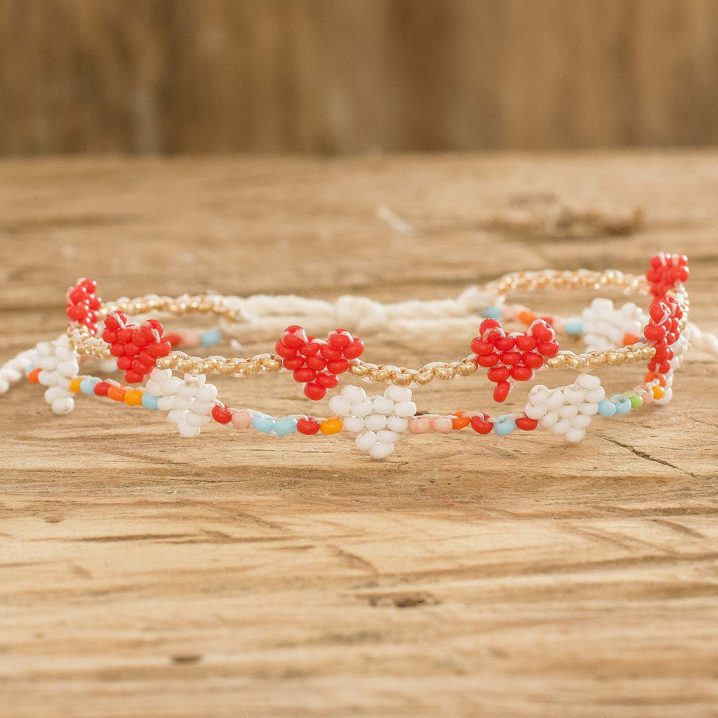 Heart-themed Glass Beaded Wristband Bracelet - Love is Sweet