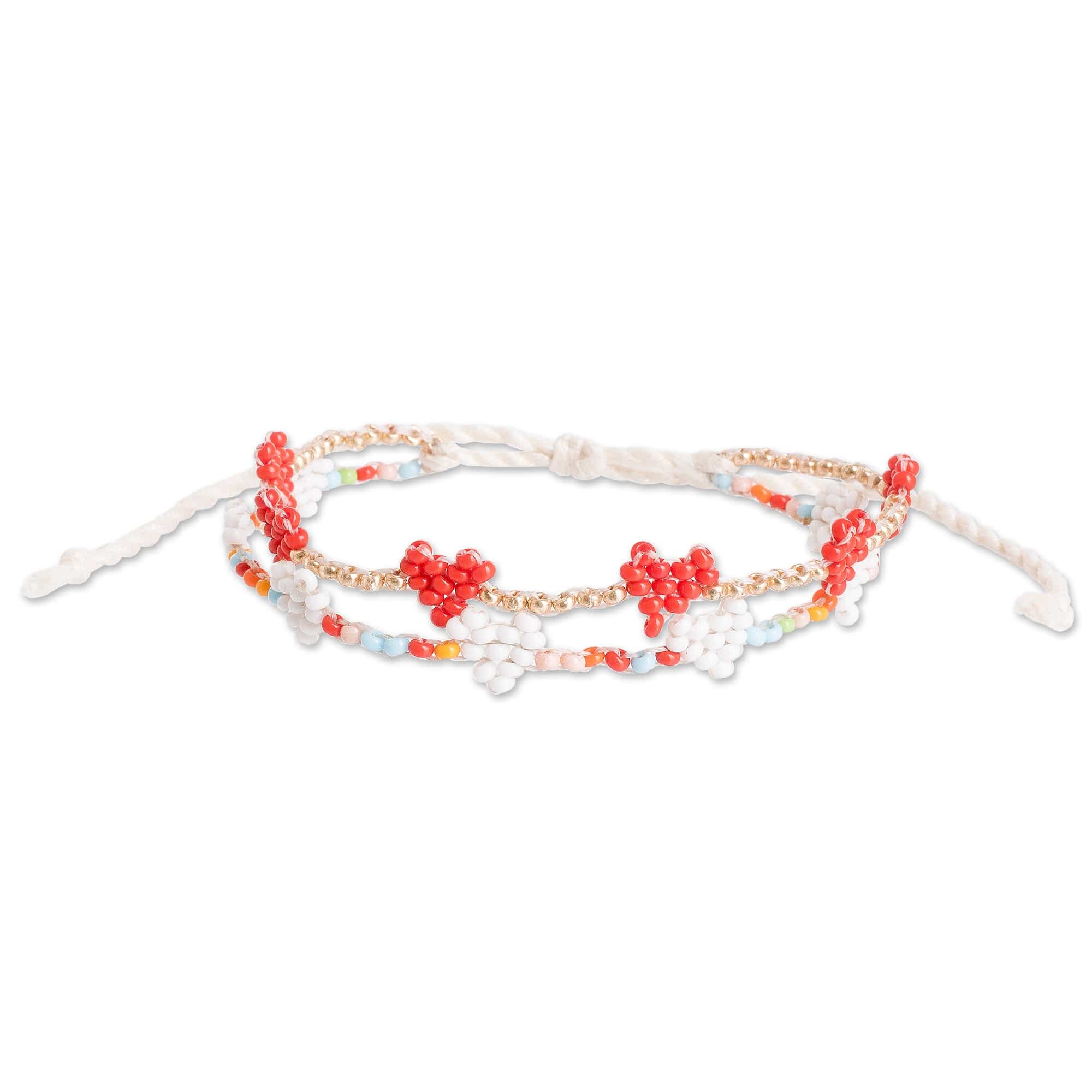 Heart-themed Glass Beaded Wristband Bracelet - Love is Sweet