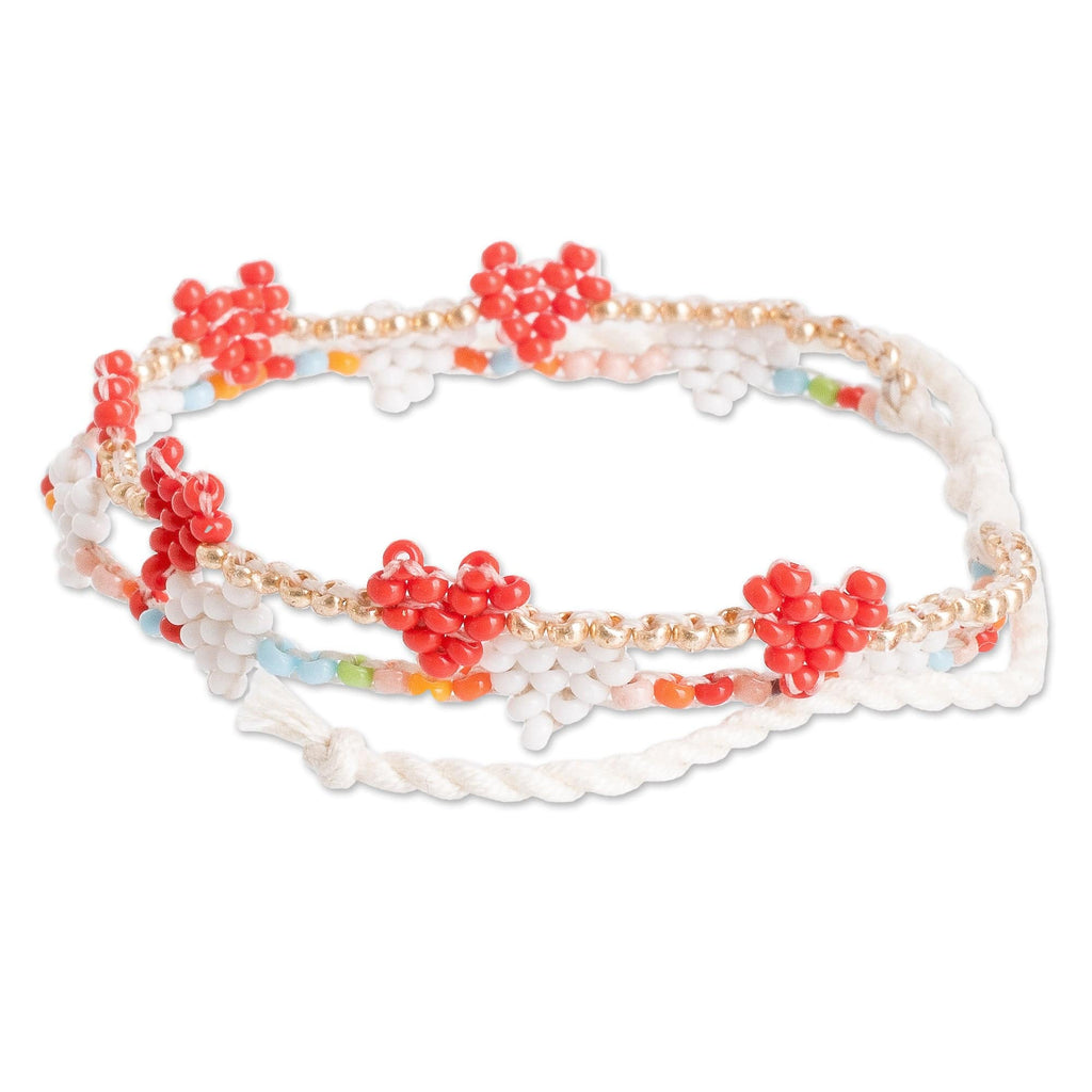 Heart-themed Glass Beaded Wristband Bracelet - Love is Sweet