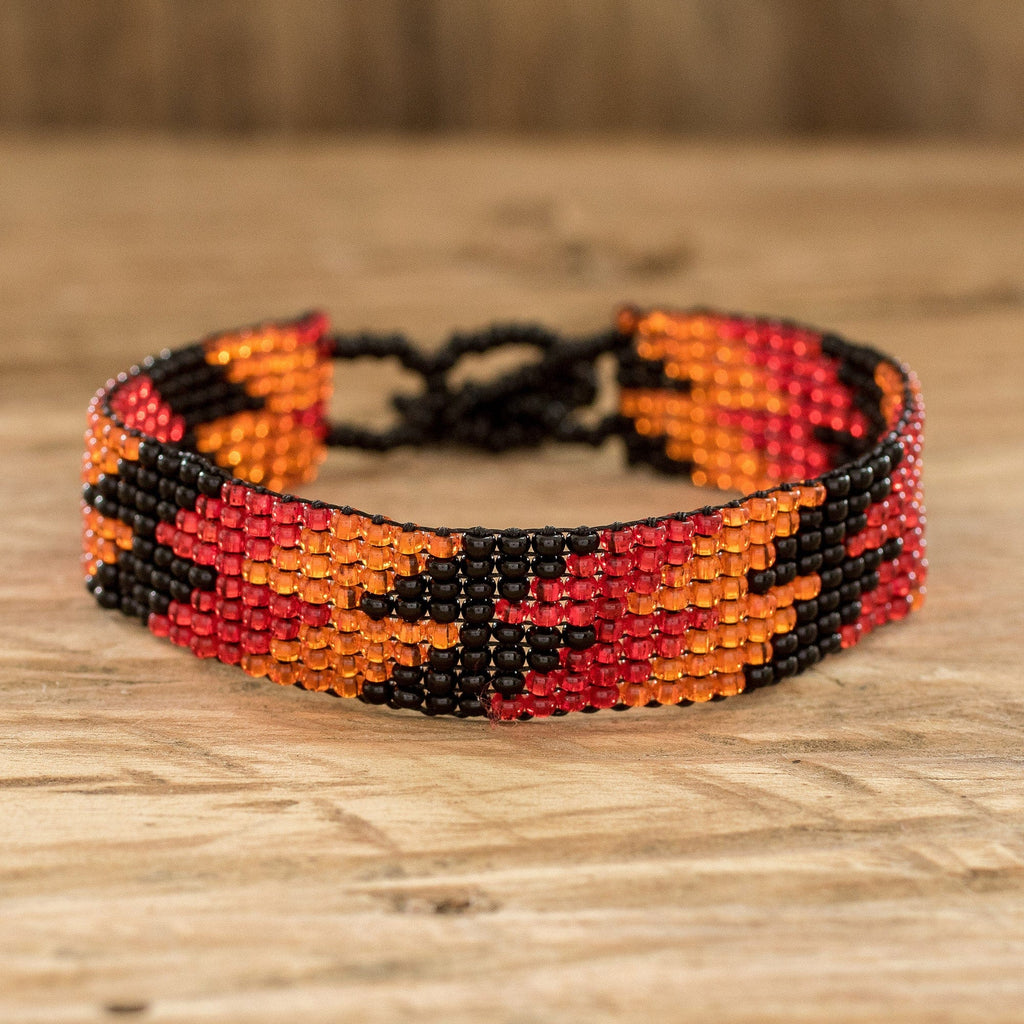Beaded Wristband Bracelet - Lightning Round in Scarlet
