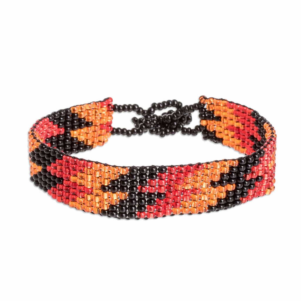 Beaded Wristband Bracelet - Lightning Round in Scarlet
