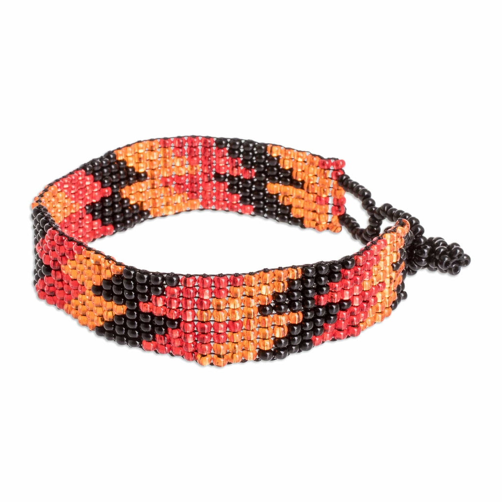 Beaded Wristband Bracelet - Lightning Round in Scarlet