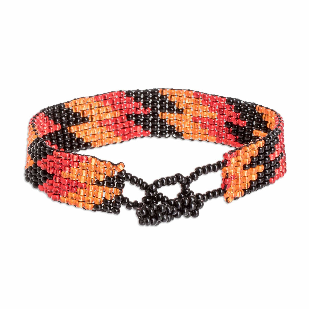 Beaded Wristband Bracelet - Lightning Round in Scarlet