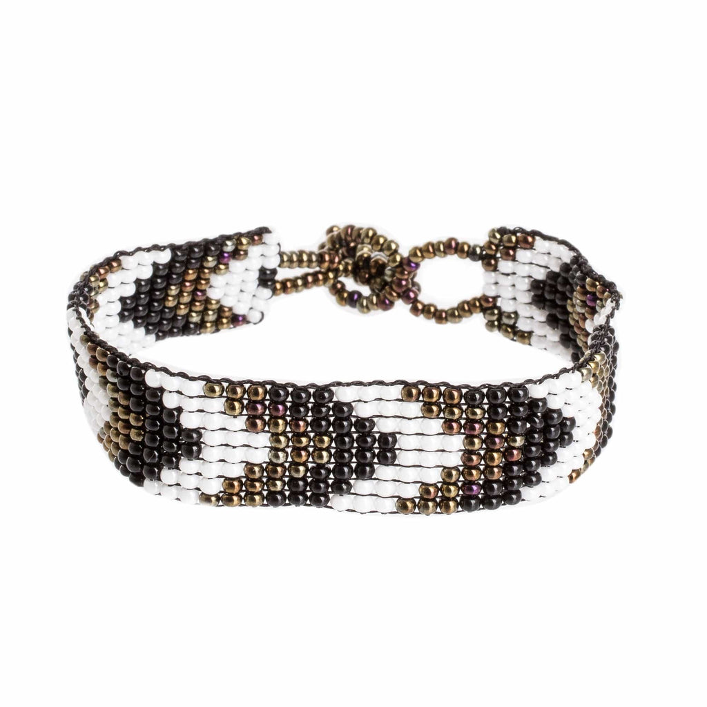 Chevron Motif Beaded Wristband Bracelet - New Destination