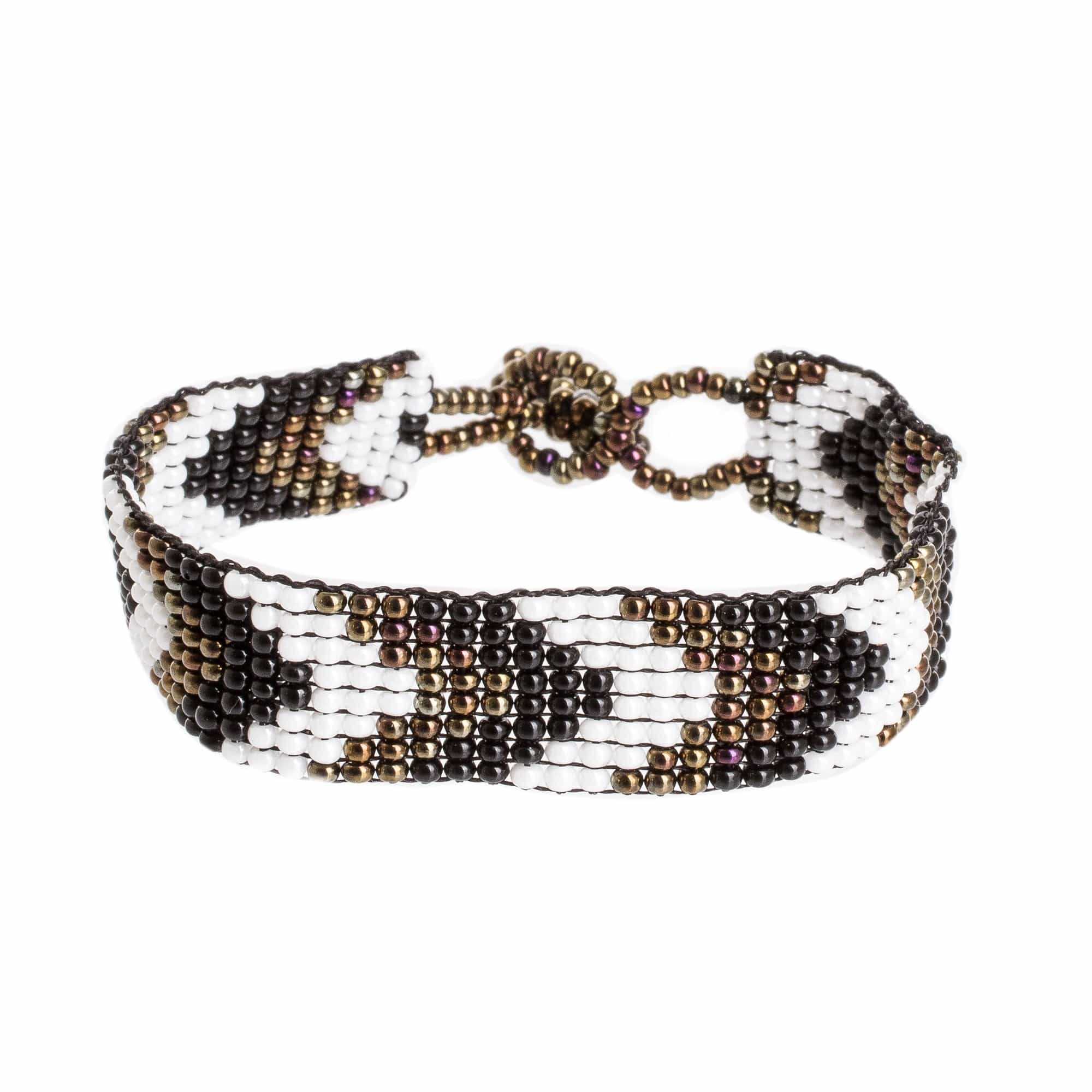 Chevron Motif Beaded Wristband Bracelet - New Destination