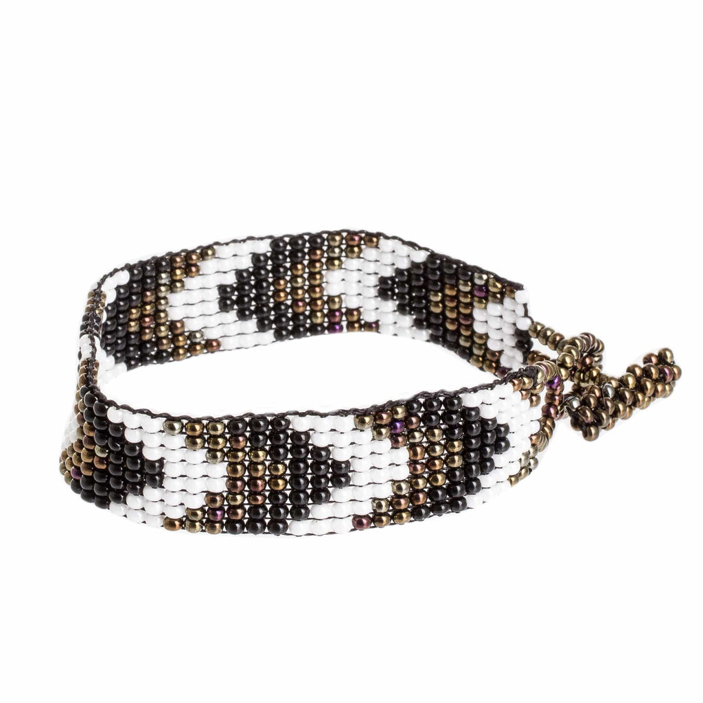Chevron Motif Beaded Wristband Bracelet - New Destination