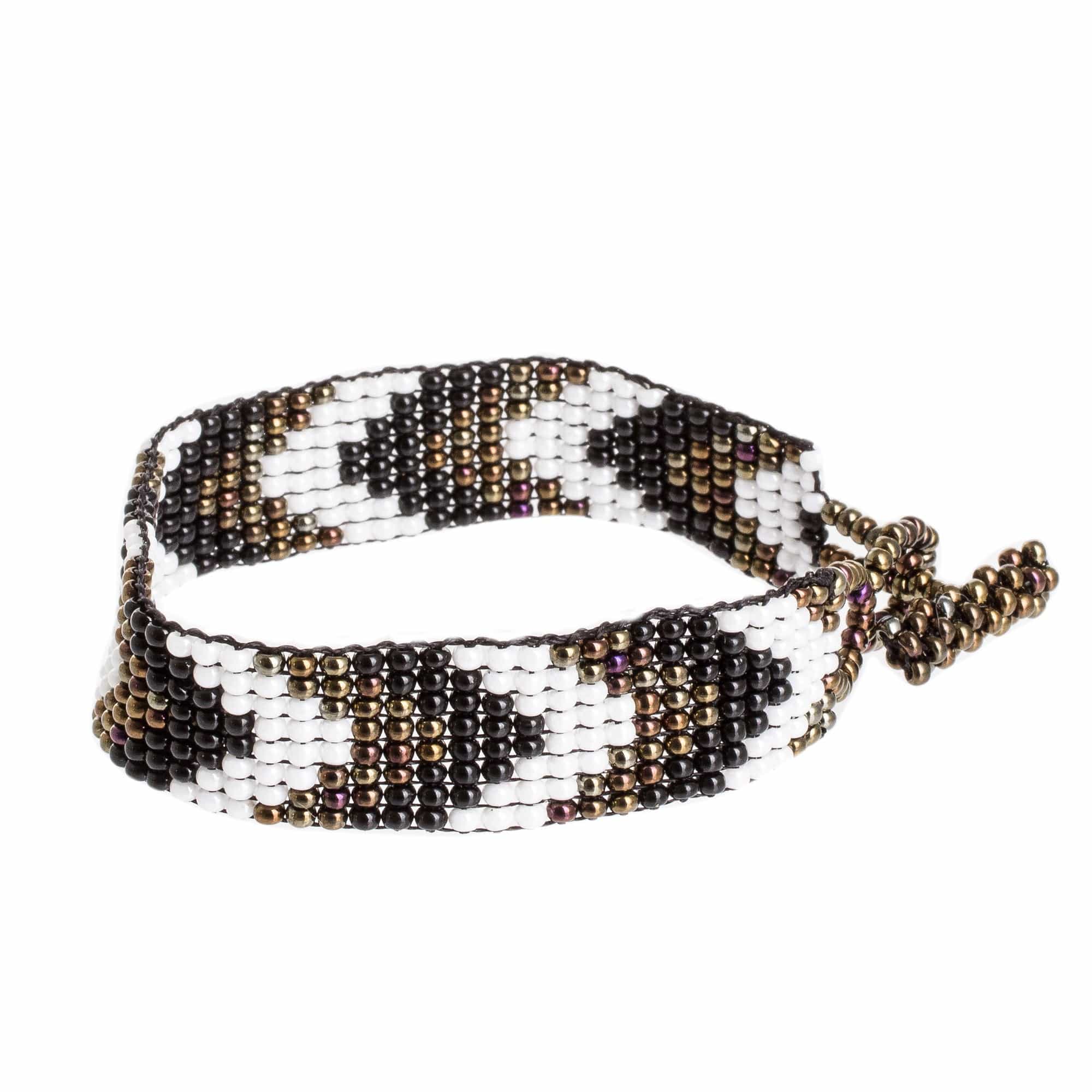 Chevron Motif Beaded Wristband Bracelet - New Destination