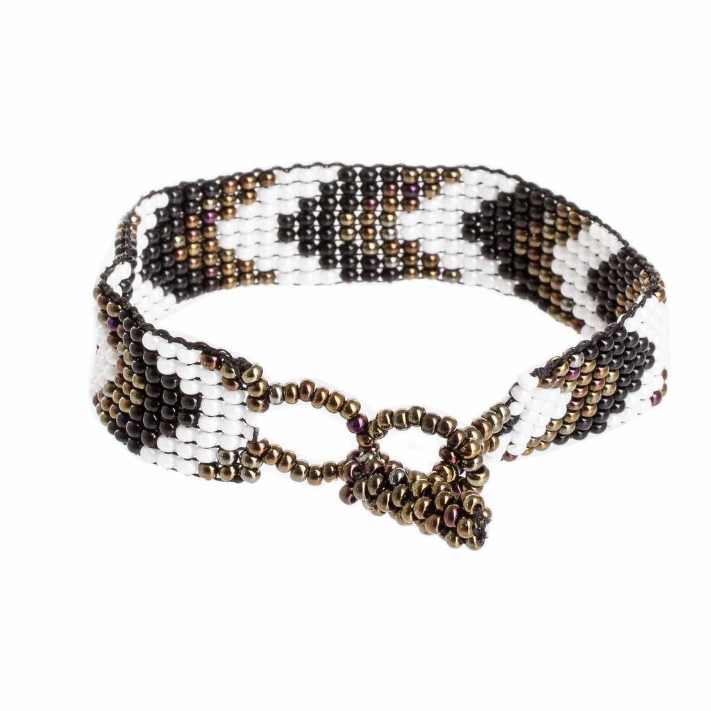 Chevron Motif Beaded Wristband Bracelet - New Destination